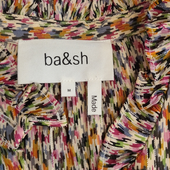 ba&sh Lady Dress Silk Metallic Multicolor Ruffles Mini Cream M - Picture 7 of 12